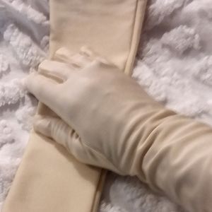 Beautiful elbow long dress gloves khaki color
